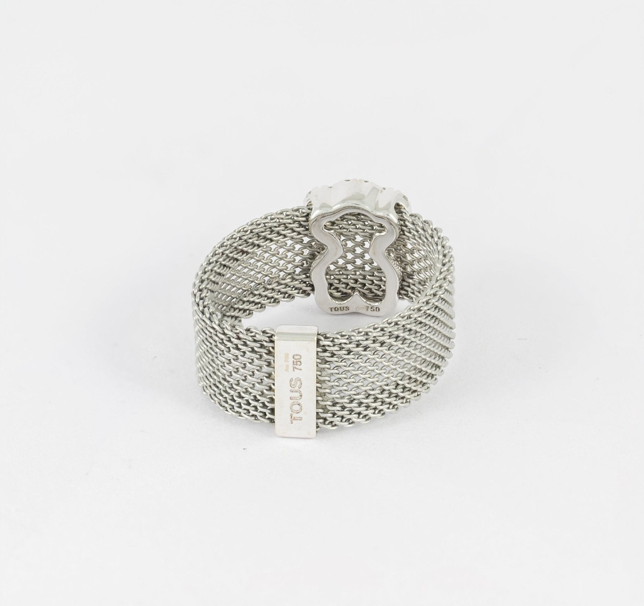 Conjunto Tous pulsera y anillo en oro blanco 18k y acero - Mayka Jewels