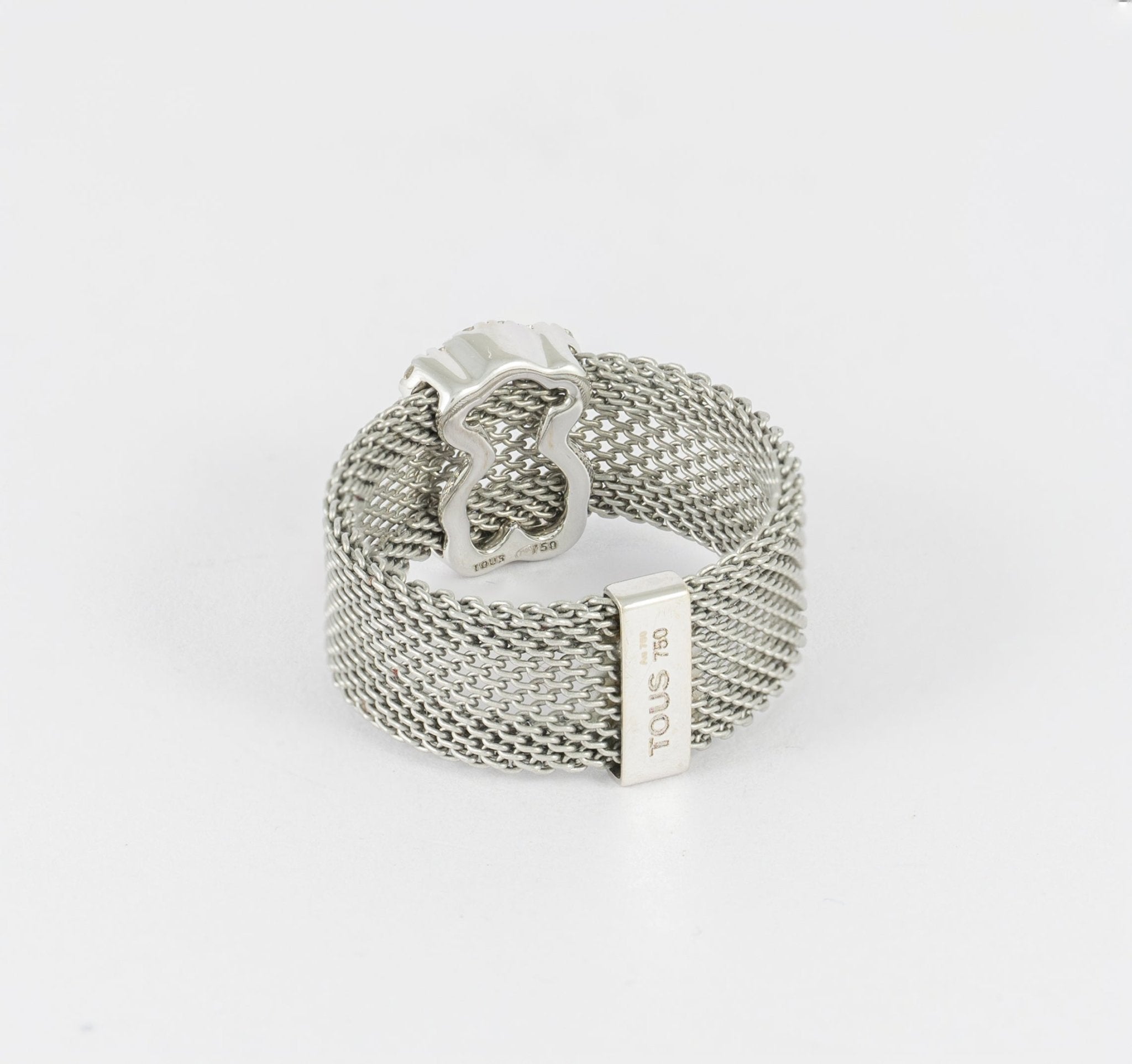 Conjunto Tous pulsera y anillo en oro blanco 18k y acero - Mayka Jewels