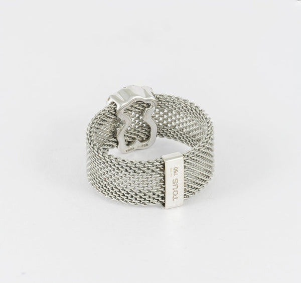 Conjunto Tous pulsera y anillo en oro blanco 18k y acero - Mayka Jewels