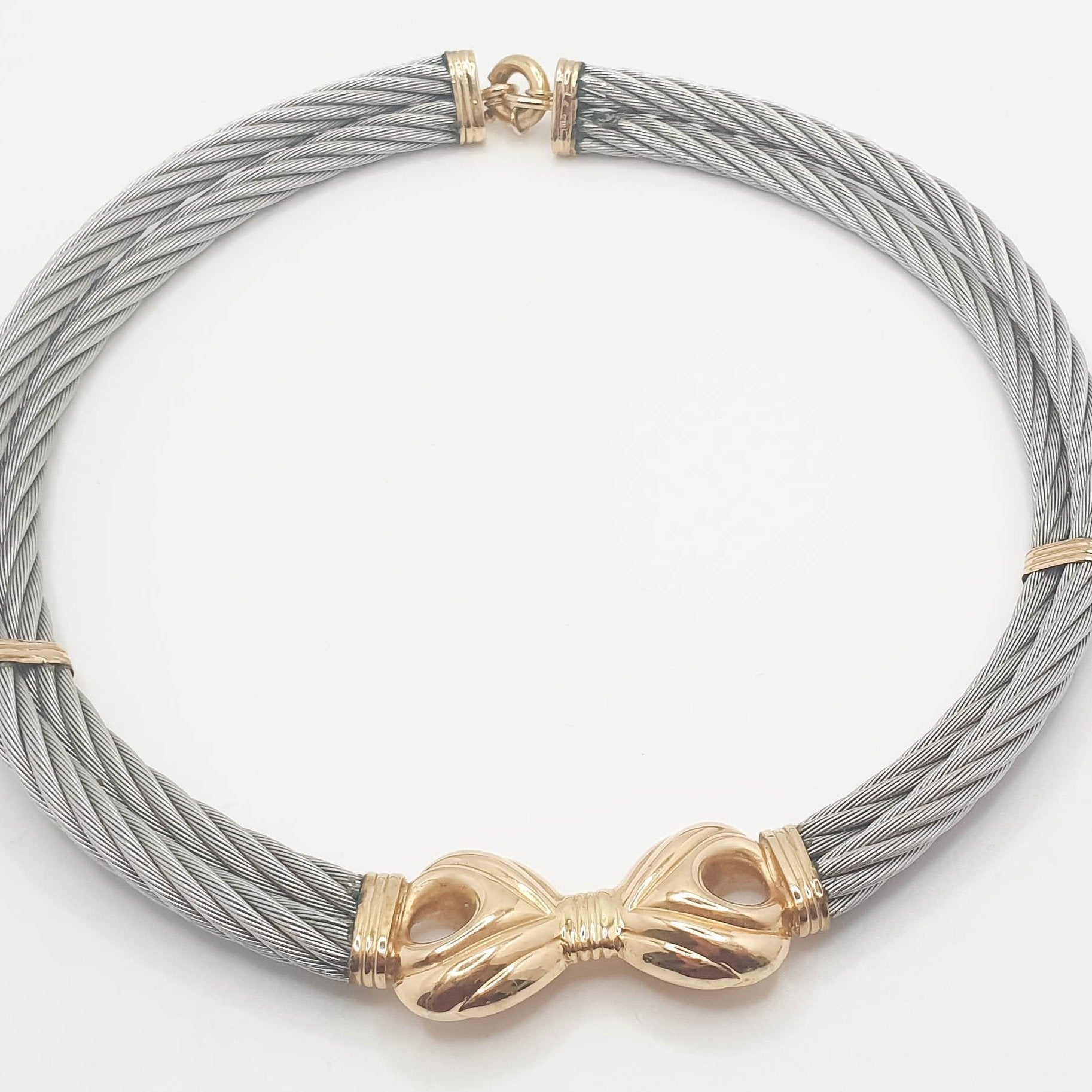 Gargantilla de diseño en oro 18k y acero - Mayka Jewels
