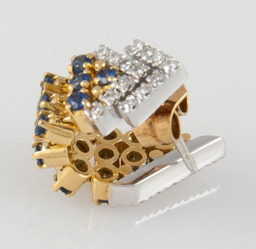 Pendientes alta joyería en oro y oro blanco 18k con zafiros y brillantes - Mayka Jewels