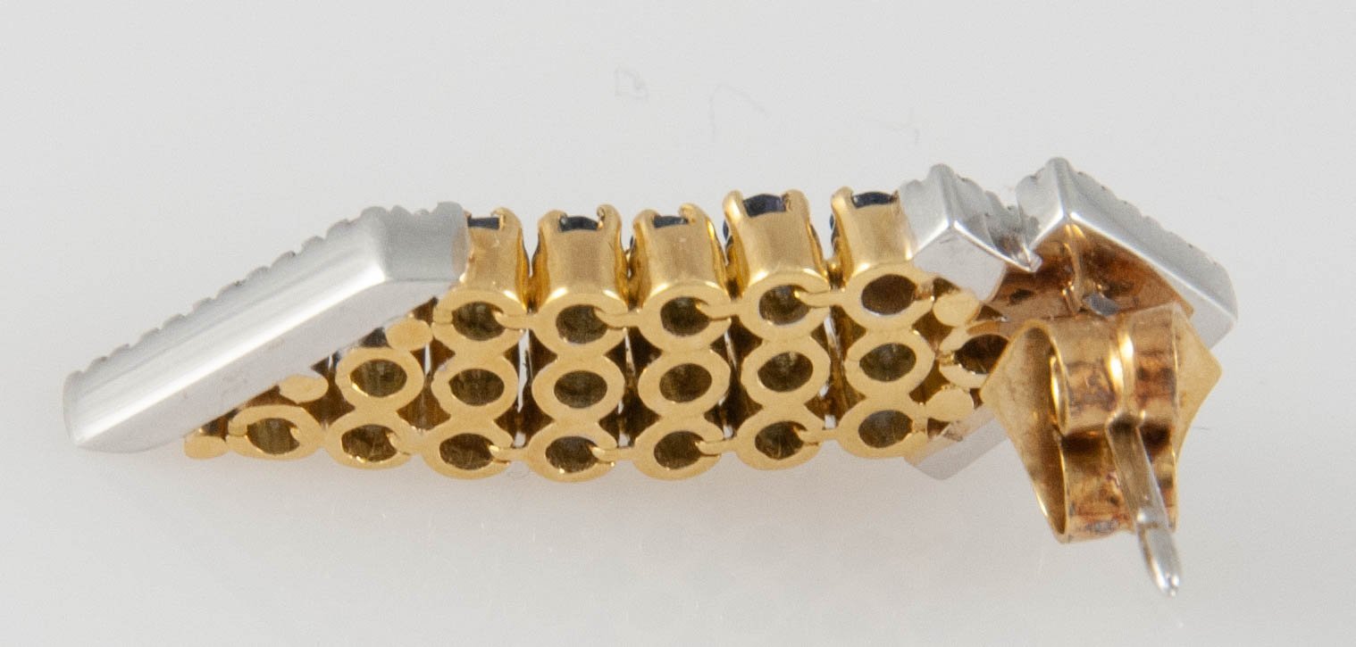 Pendientes alta joyería en oro y oro blanco 18k con zafiros y brillantes - Mayka Jewels