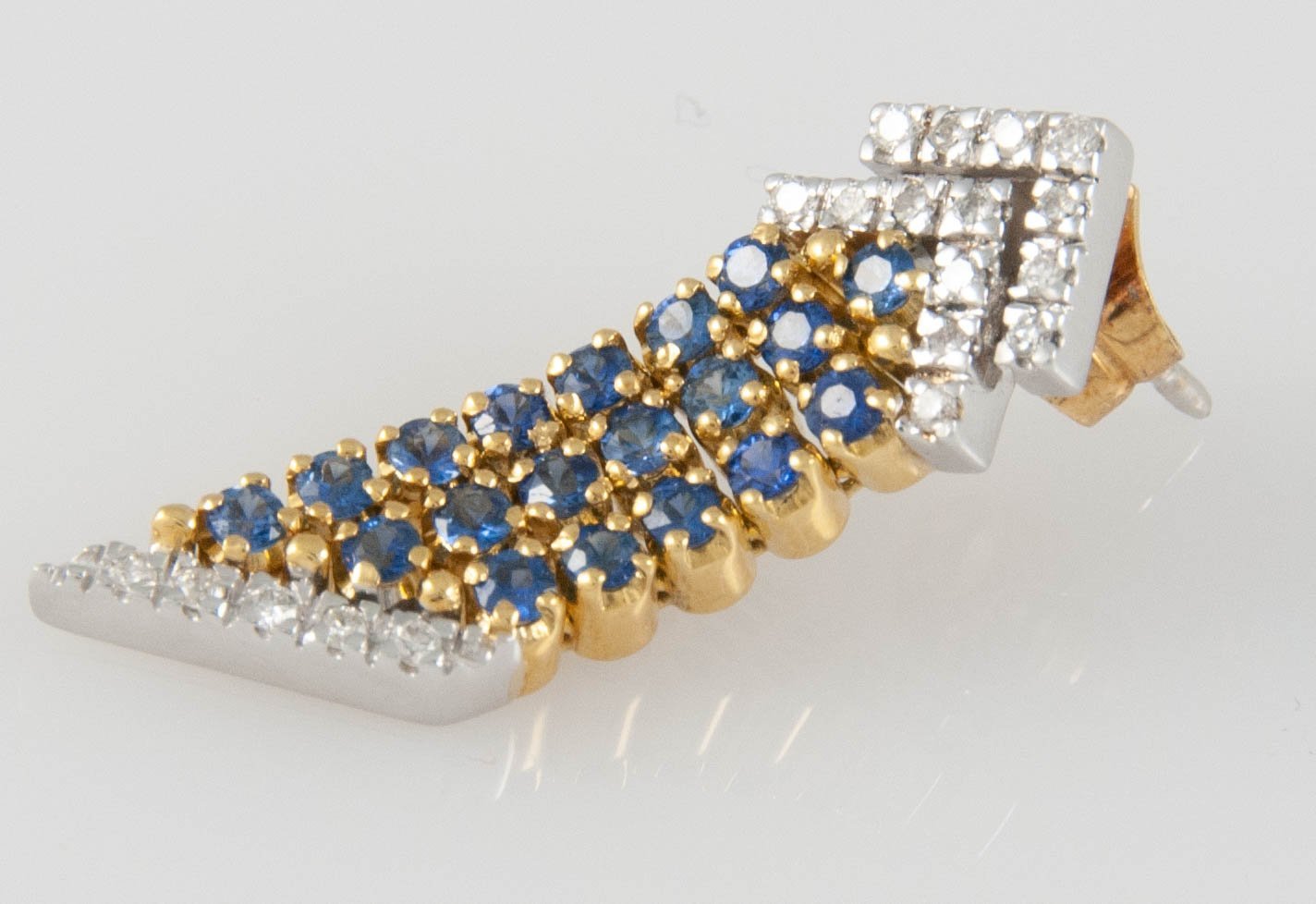 Pendientes alta joyería en oro y oro blanco 18k con zafiros y brillantes - Mayka Jewels