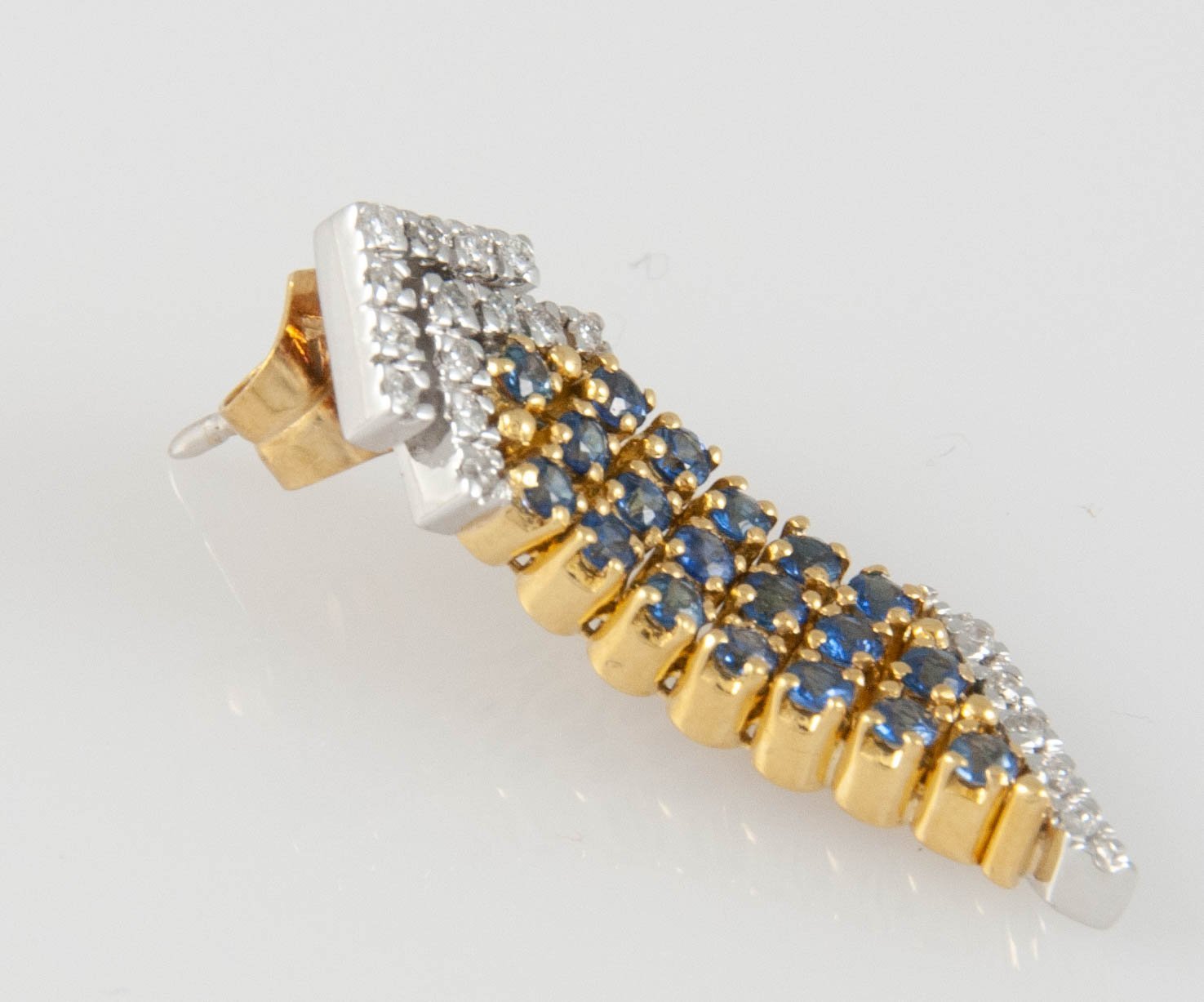Pendientes alta joyería en oro y oro blanco 18k con zafiros y brillantes - Mayka Jewels