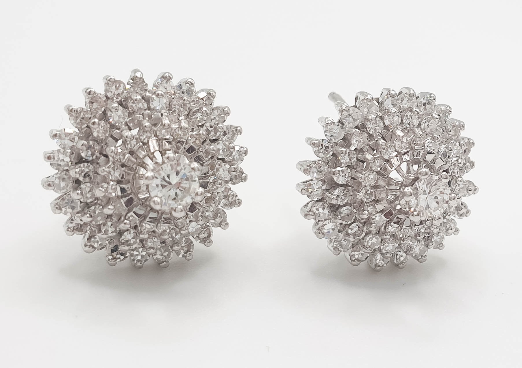 Pendientes años 40 en oro blanco 18k con brillantes 2.30 quilates - Mayka Jewels