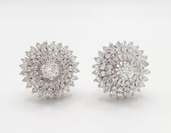 Pendientes años 40 en oro blanco 18k con brillantes 2.30 quilates - Mayka Jewels