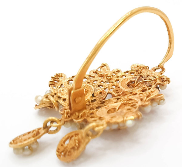 Pendientes antiguos en oro 18k con perlas de Aljófar - Mayka Jewels