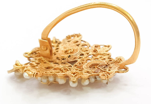 Pendientes antiguos en oro 18k con perlas de Aljófar - Mayka Jewels