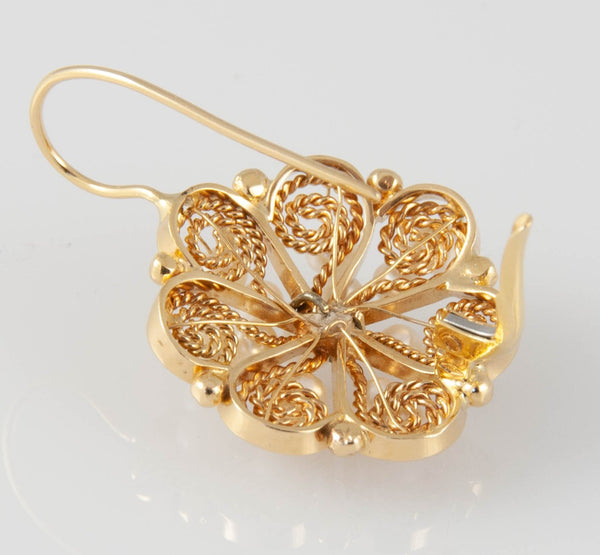 Pendientes antiguos en oro 18k con perlas naturales - Mayka Jewels