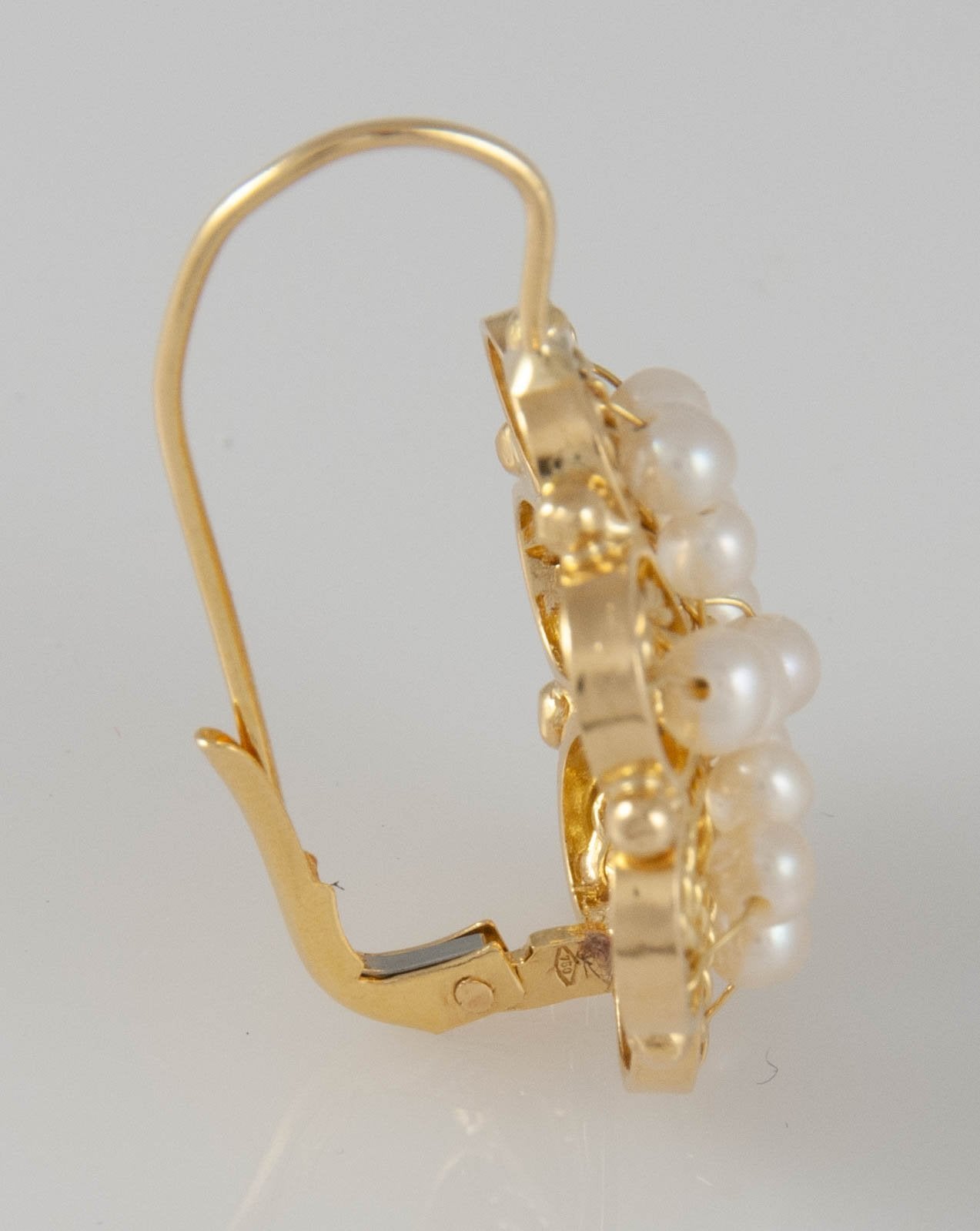 Pendientes antiguos en oro 18k con perlas naturales - Mayka Jewels