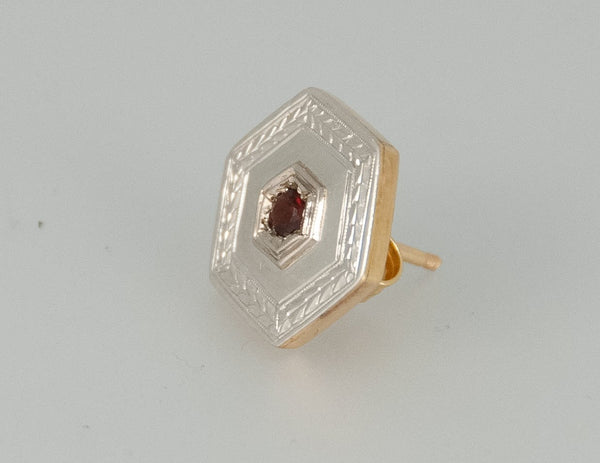 Pendientes antiguos en oro 18k con rubí - Mayka Jewels