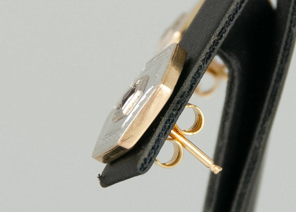 Pendientes antiguos en oro 18k con rubí - Mayka Jewels