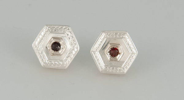 Pendientes antiguos en oro 18k con rubí - Mayka Jewels