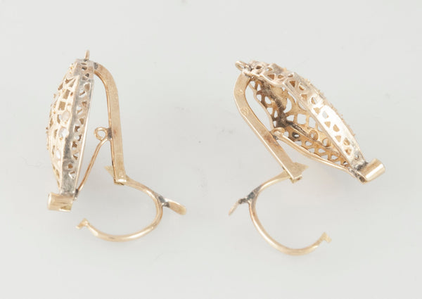 Pendientes antiguos en oro amarillo 18k y brillantes - Mayka Jewels