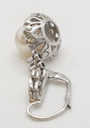 Pendientes de los años 30 en oro blanco 18k con perla y diamantes - Mayka Jewels