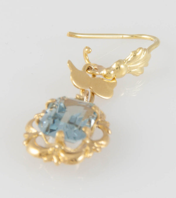 Pendientes en oro 18k con topacio azul - Mayka Jewels