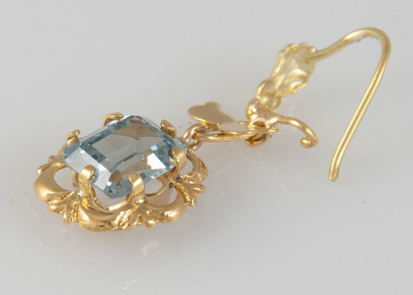 Pendientes en oro 18k con topacio azul - Mayka Jewels