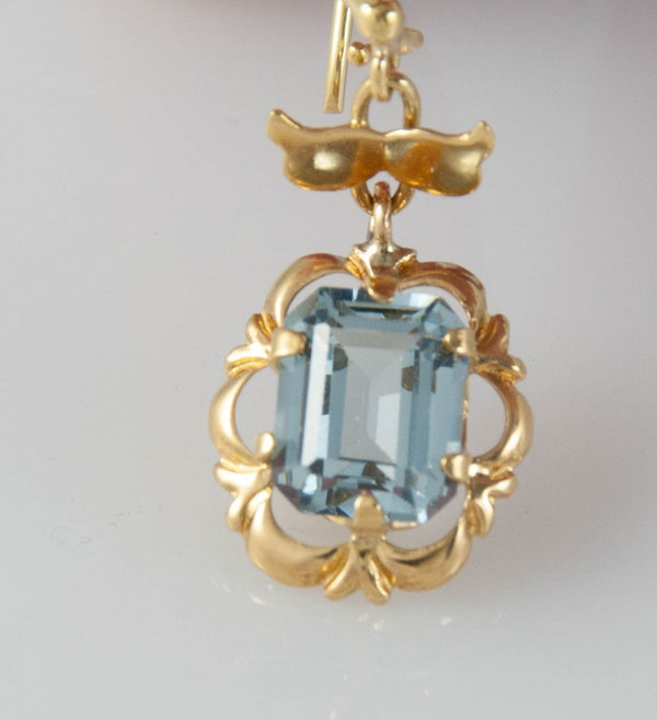 Pendientes en oro 18k con topacio azul - Mayka Jewels