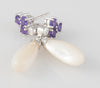 Pendientes en oro blanco 18k con amatistas brillantes y nácar - Mayka Jewels