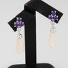Pendientes en oro blanco 18k con amatistas brillantes y nácar - Mayka Jewels