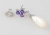 Pendientes en oro blanco 18k con amatistas brillantes y nácar - Mayka Jewels