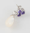 Pendientes en oro blanco 18k con amatistas brillantes y nácar - Mayka Jewels