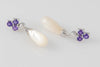 Pendientes en oro blanco 18k con amatistas brillantes y nácar - Mayka Jewels