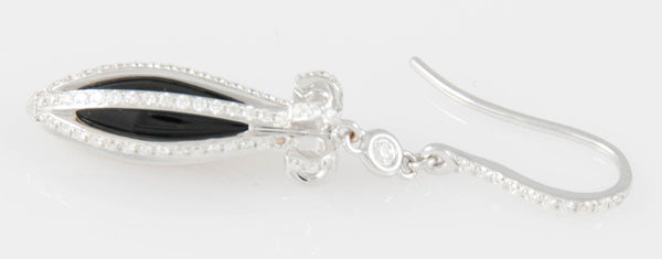 Pendientes en oro blanco 18k con brillantes y Ónix - Mayka Jewels