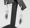 Pendientes en oro blanco 18k con brillantes y Ónix - Mayka Jewels