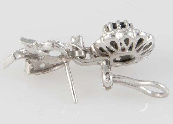 Pendientes en oro blanco 18k con zafiros y brillantes - Mayka Jewels