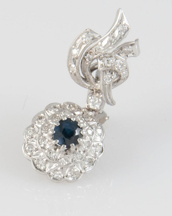 Pendientes en oro blanco 18k con zafiros y brillantes - Mayka Jewels