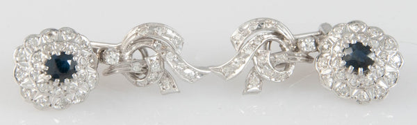 Pendientes en oro blanco 18k con zafiros y brillantes - Mayka Jewels