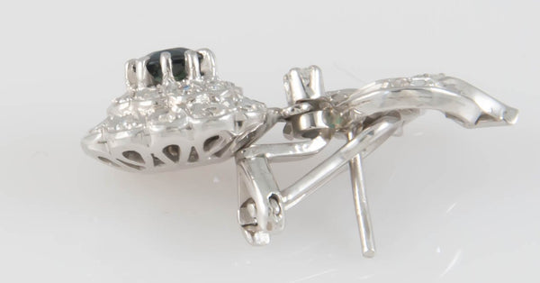 Pendientes en oro blanco 18k con zafiros y brillantes - Mayka Jewels