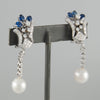 Pendientes en oro blanco 18k con zafiros y diamantes - Mayka Jewels