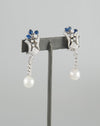 Pendientes en oro blanco 18k con zafiros y diamantes - Mayka Jewels