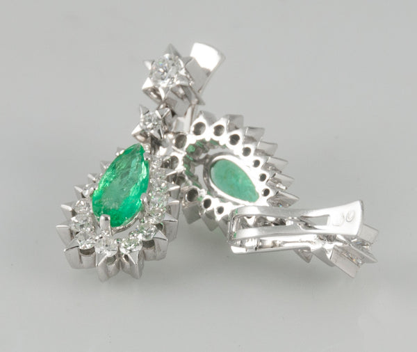 Pendientes en oro blanco 18k esmeraldas 3.4 ct y brillantes 0.88 ct - Mayka Jewels