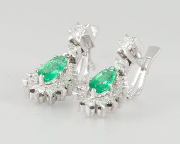 Pendientes en oro blanco 18k esmeraldas 3.4 ct y brillantes 0.88 ct - Mayka Jewels