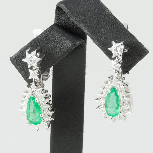 Pendientes en oro blanco 18k esmeraldas 3.4 ct y brillantes 0.88 ct - Mayka Jewels