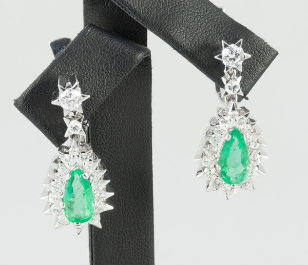 Pendientes en oro blanco 18k esmeraldas 3.4 ct y brillantes 0.88 ct - Mayka Jewels