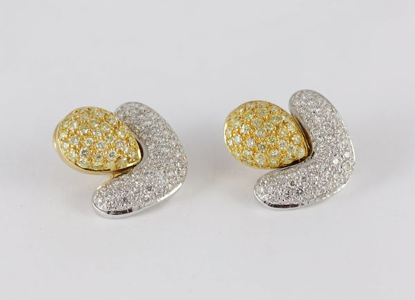 Pendientes en oro blanco y amarillo 18k y brillantes - Mayka Jewels
