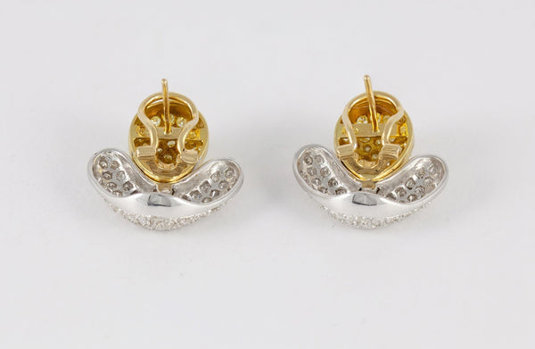 Pendientes en oro blanco y amarillo 18k y brillantes - Mayka Jewels