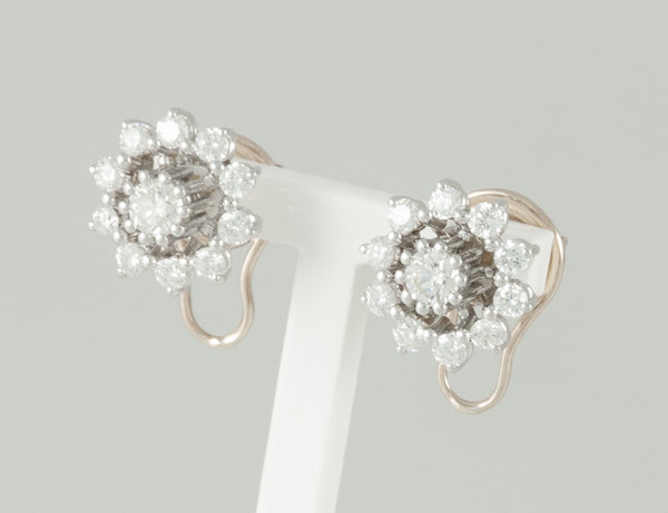 Pendientes personalizables en oro blanco 18k, brillantes y perlas - Mayka Jewels