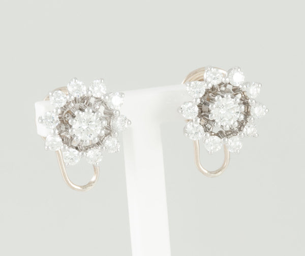 Pendientes personalizables en oro blanco 18k, brillantes y perlas - Mayka Jewels