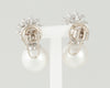 Pendientes personalizables en oro blanco 18k, brillantes y perlas - Mayka Jewels