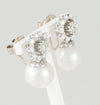 Pendientes personalizables en oro blanco 18k, brillantes y perlas - Mayka Jewels
