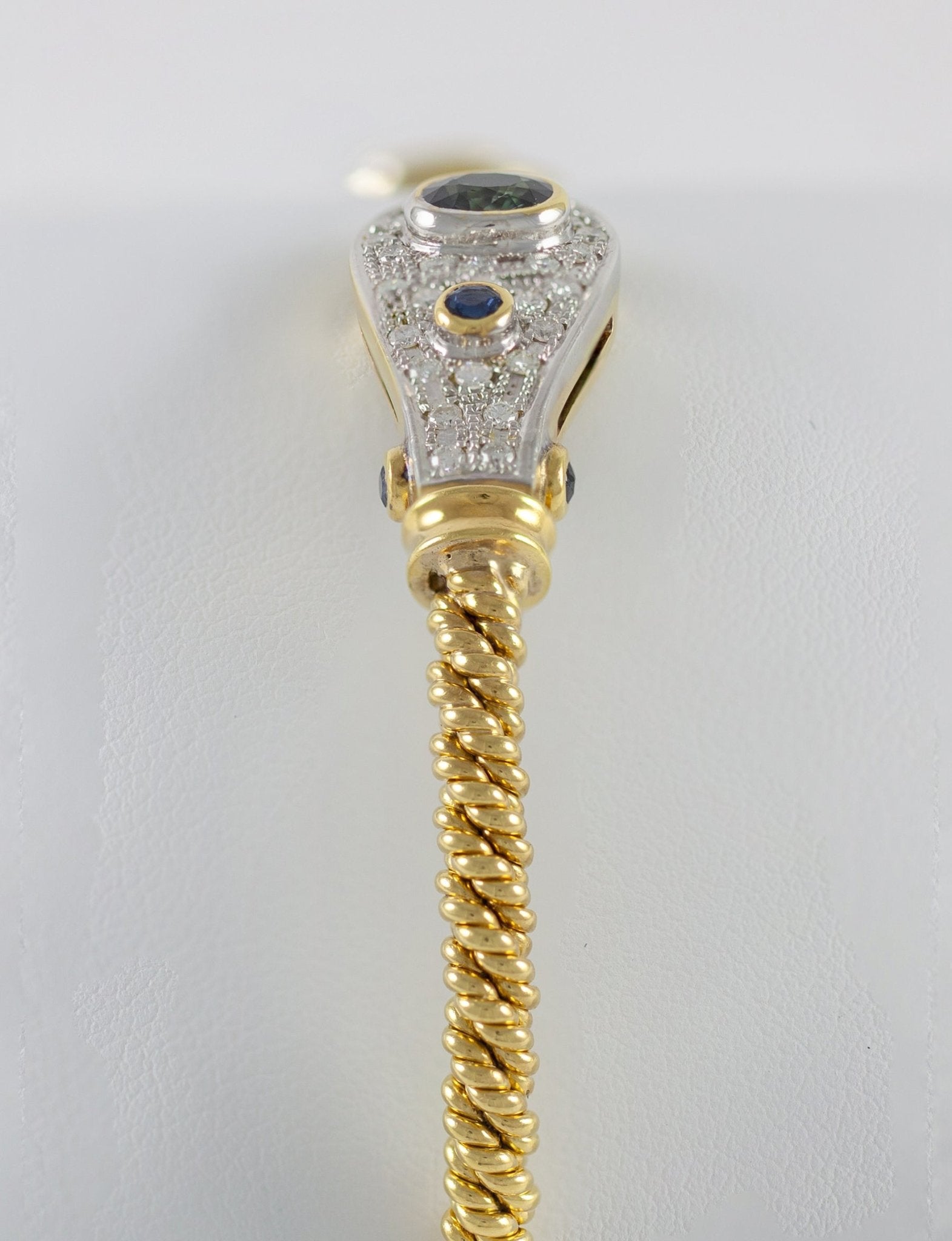 Pulsera antigua en oro amarillo 18k con zafiros y brillantes - Mayka Jewels