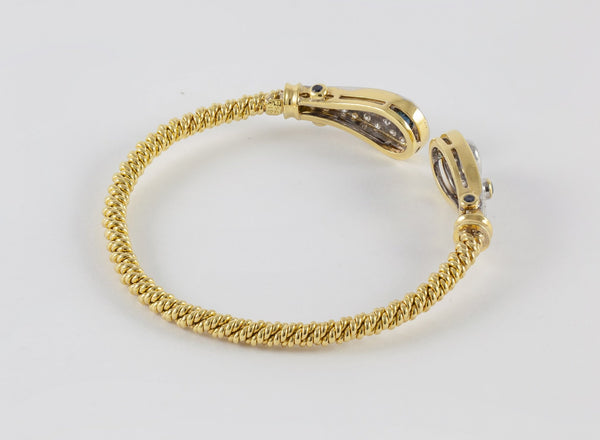 Pulsera antigua en oro amarillo 18k con zafiros y brillantes - Mayka Jewels