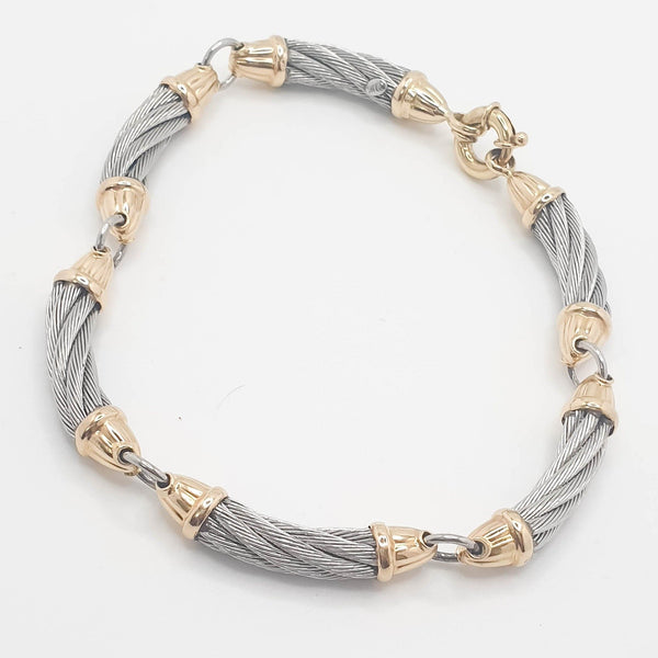 Pulsera de diseño en oro 18k y acero - Mayka Jewels