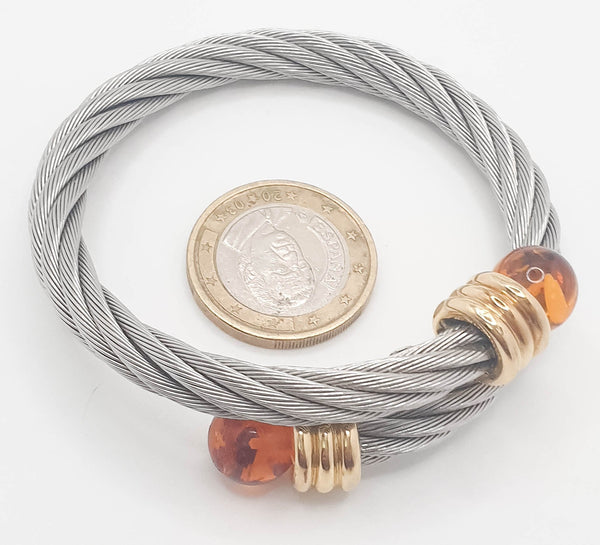 Pulsera de diseño en oro 18k y acero - Mayka Jewels