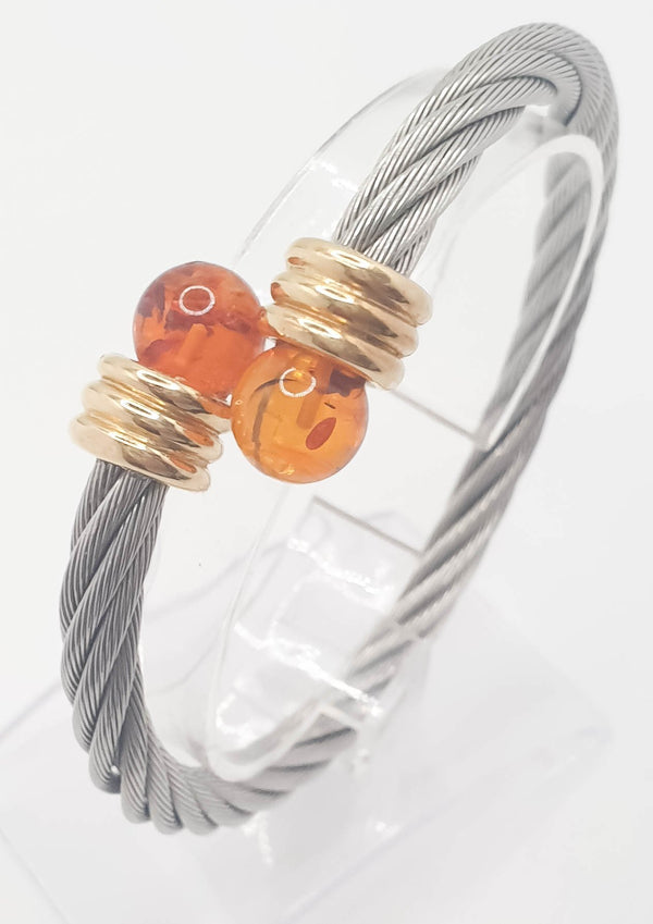 Pulsera de diseño en oro 18k y acero - Mayka Jewels